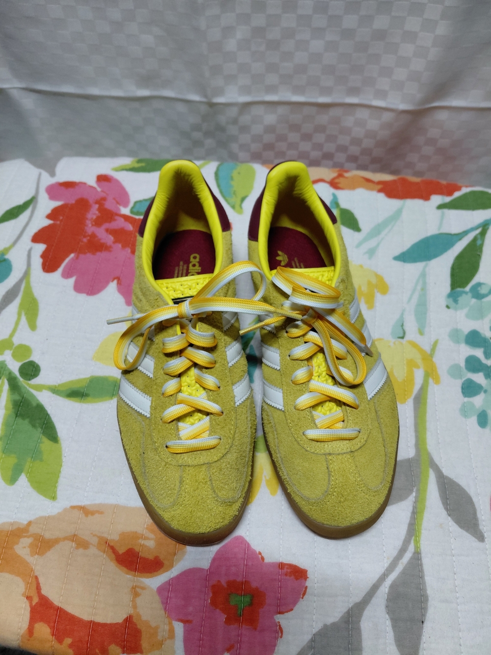 adidas Yellow and White Suede Low-Top Sneakers - Picture 2 of 10
